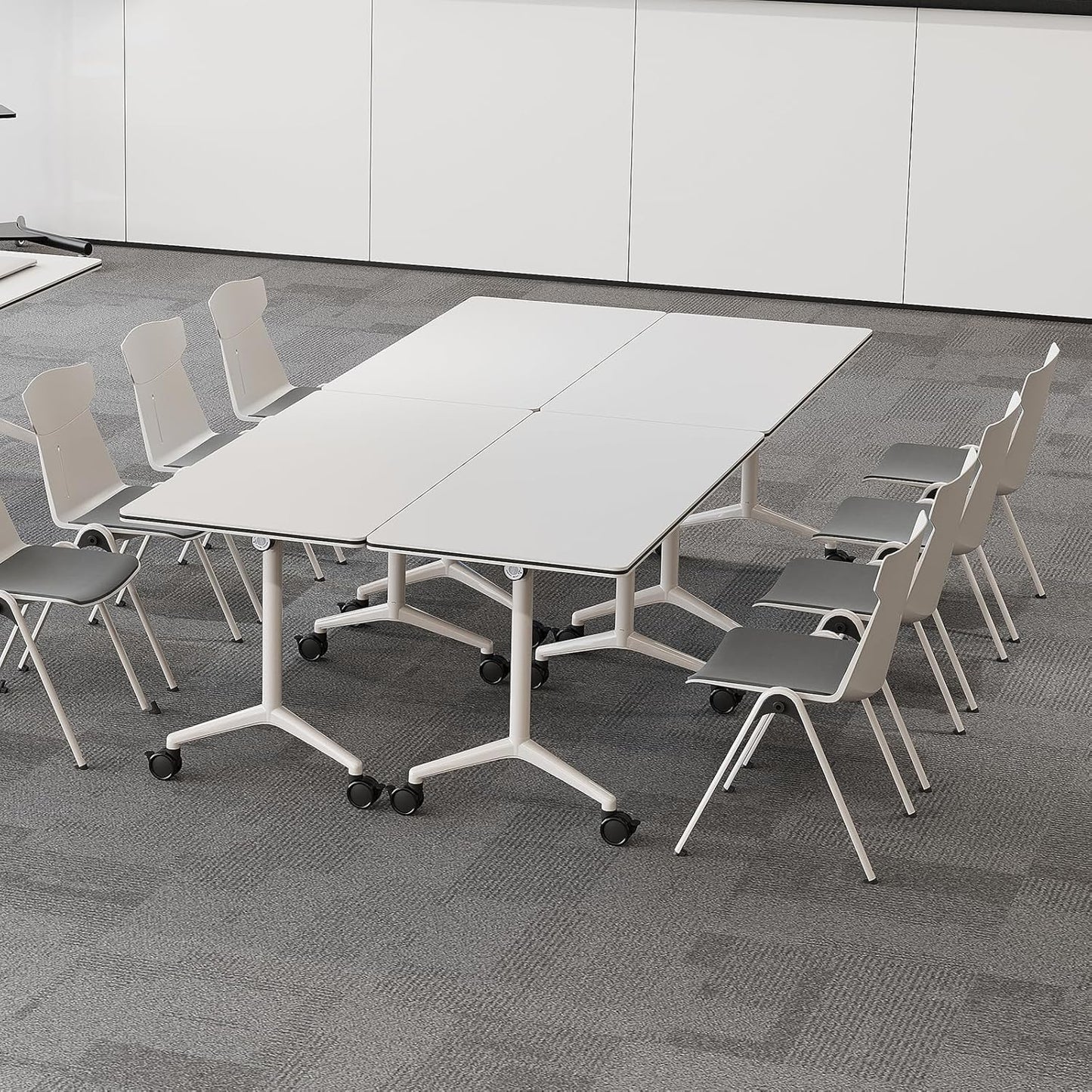 Folding Conference Room Tables 6 Pack, Foldable Modern Mobile Meeting Table Desk Training Table 6FT Large Rolling OfficeTable for Conference Training Classroom (4, 47.2" * 23.6" * 29.5")