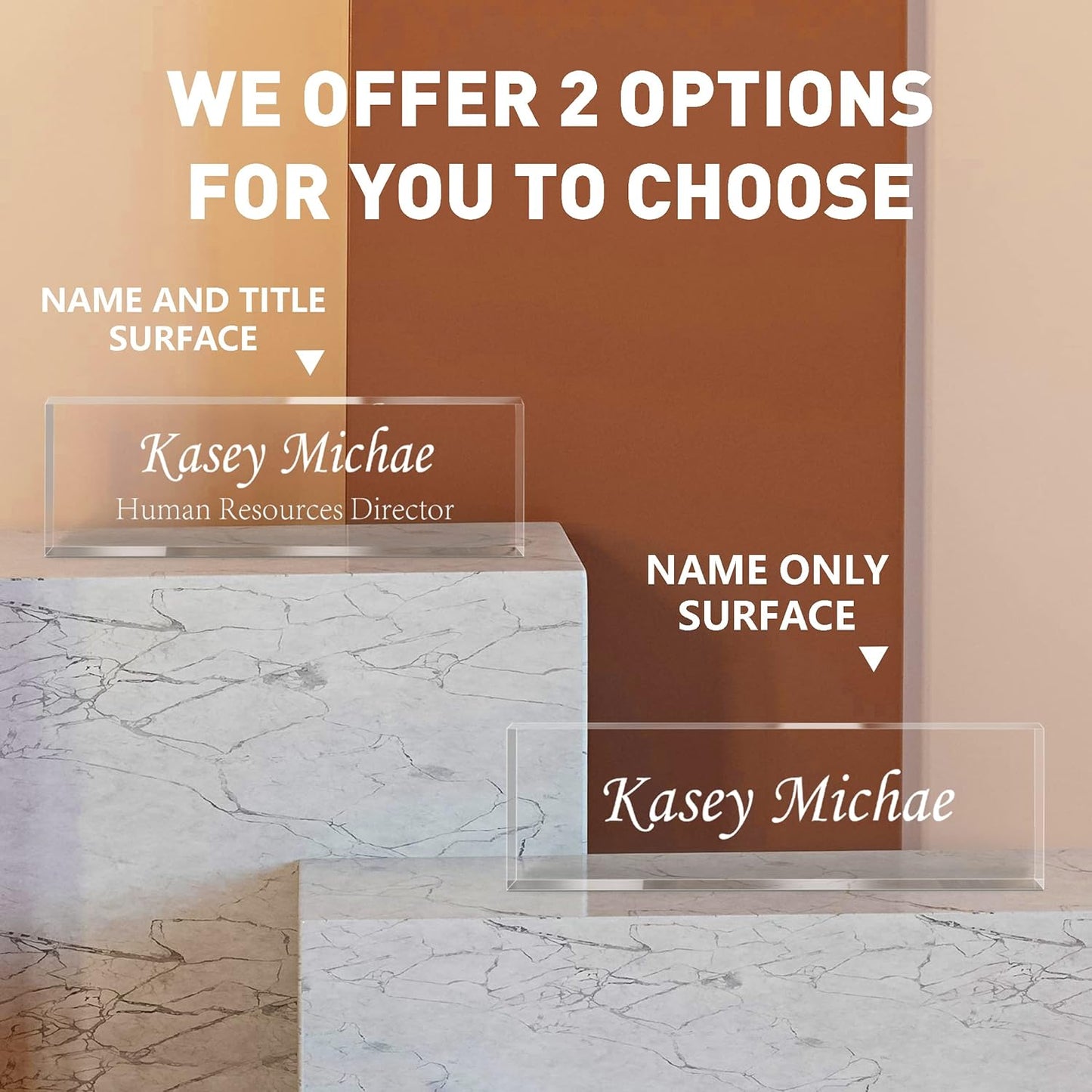 Gowellly Desk Name Plate Personalized - Custom Acrylic Name Plate for Desk - Enterprise Custom Logo/Text nameplates - Employee Appreciation Gifts (engrave-6)