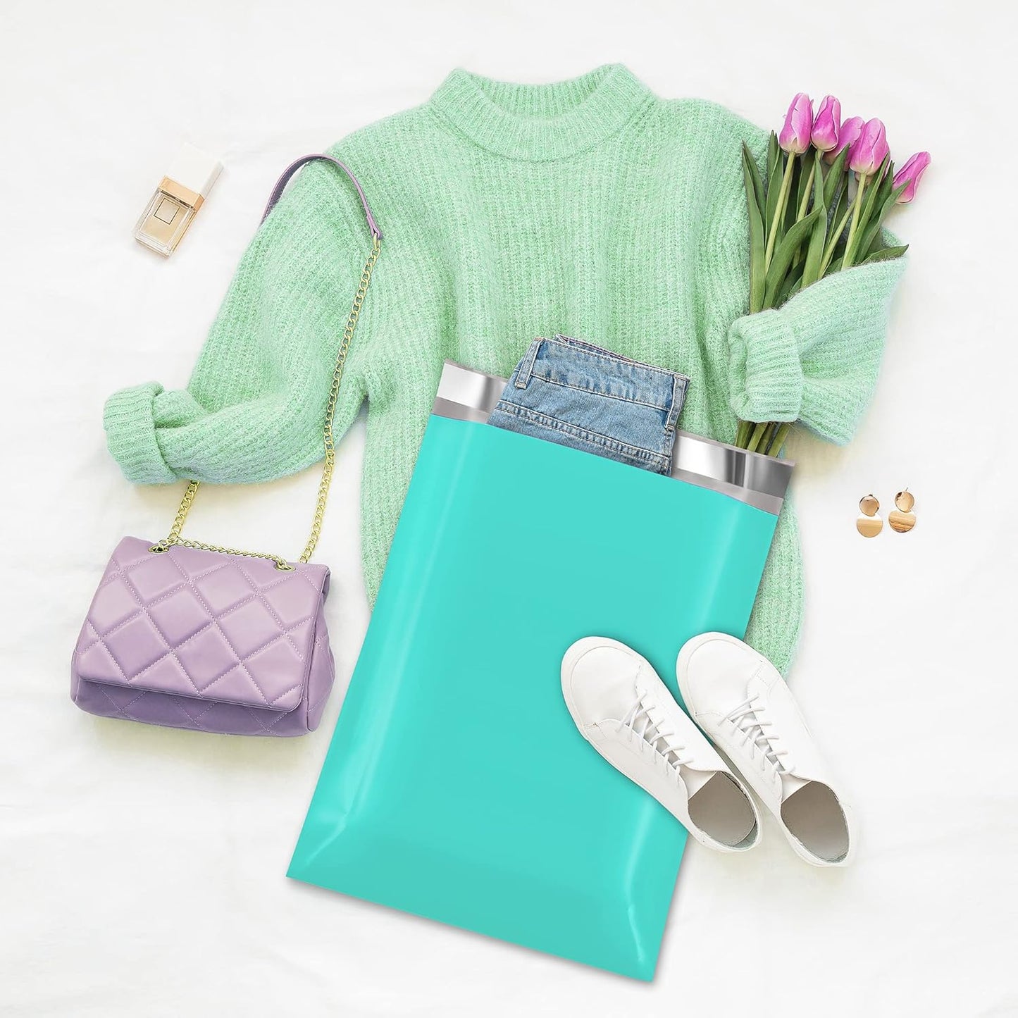 Fuxury Poly Mailers 12x15.5 Inch 500 Pcs, Bulk Shipping Bags for Clothing, Strong Adhesive Shipping Envelopes for Small Business Suppliers,Waterproof Mailers Poly Bags Mailing Envelopes Teal