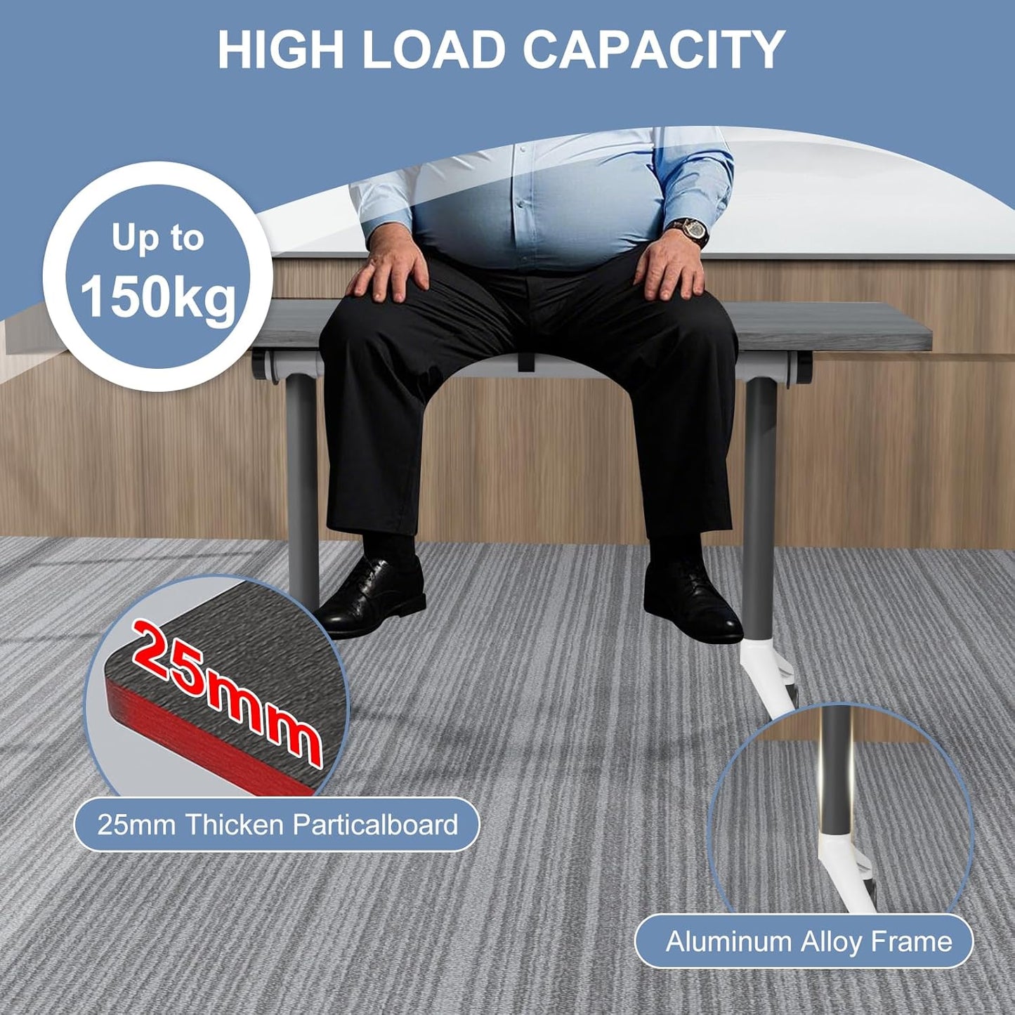 Folding Conference Table, Mobile Training Table for Office Conference, Modern Modular Rectangular Work Desk Meeting Seminar Work Tables with Caster Wheels, Large Breakroom Tables (10Pack L47.2in)