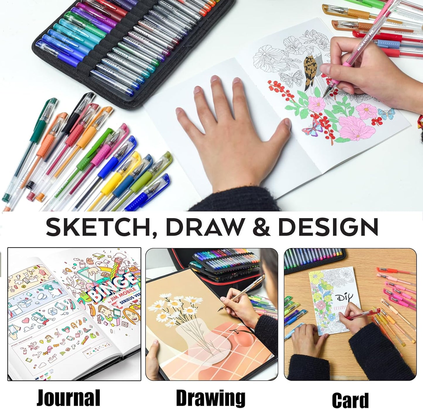 90 Pack Pink Red Tone Gel Pens, 30 Pink Red Gel Pens with 60 Refills,40% More Ink Colored Gel Pens for Adults Coloring Books Drawing Doodling Scrapbook Journaling