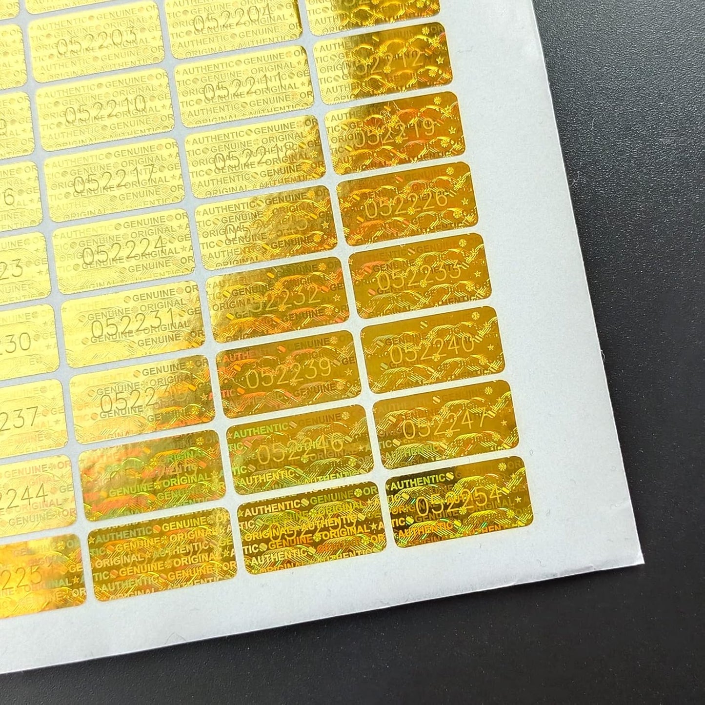 GQYH Hologram Tamper Evident Stickers 280pcs - High Security Labels with Unique Serial Numbering (0.78x0.4inch, Gold)