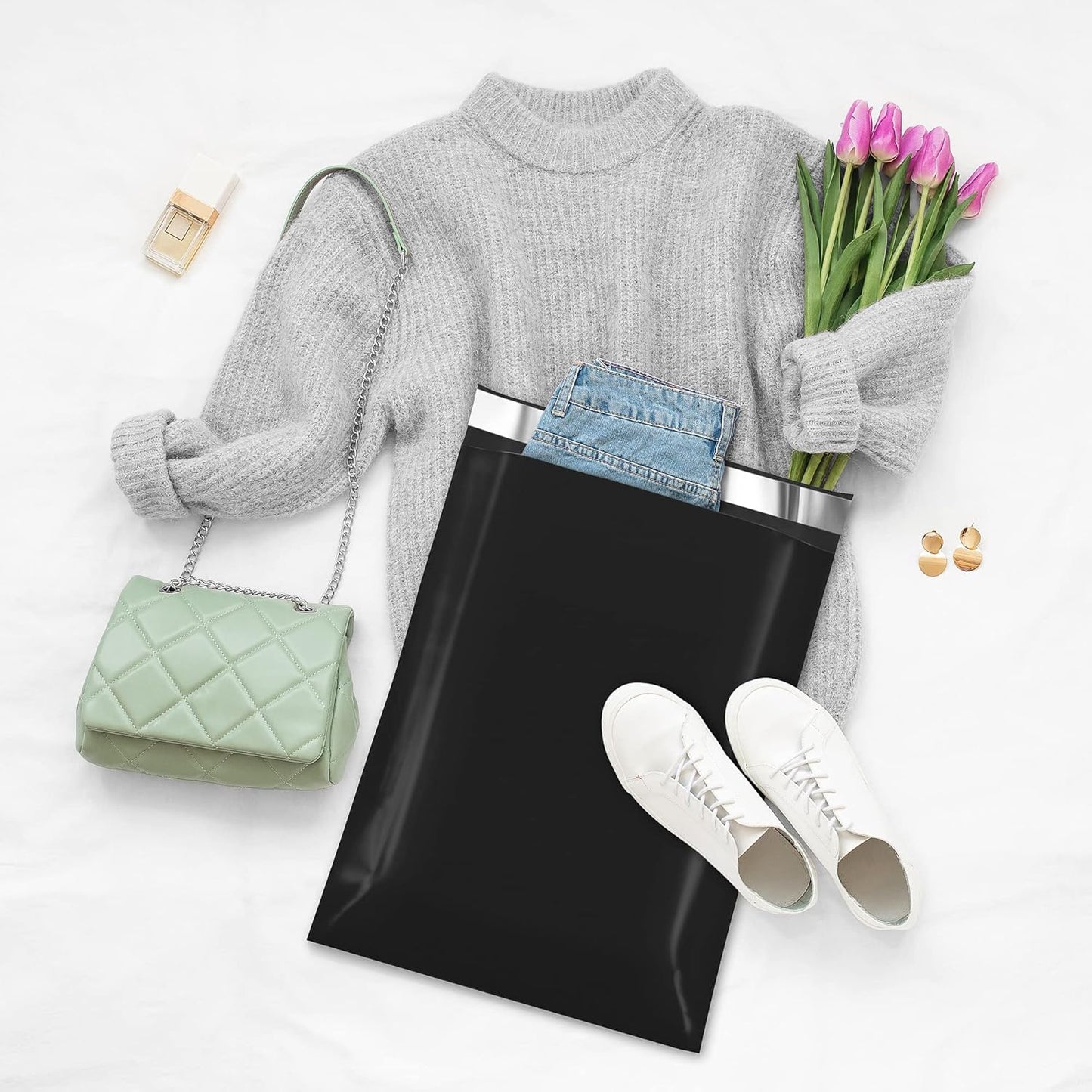 Fuxury Poly Mailers 12x15.5Inch 500Pcs,Waterproof Shipping Bags for Clothing,Strong Adhesive Shipping Envelopes for Small Business,Self Seal Mailing Bags Poly Mailer Bags Black