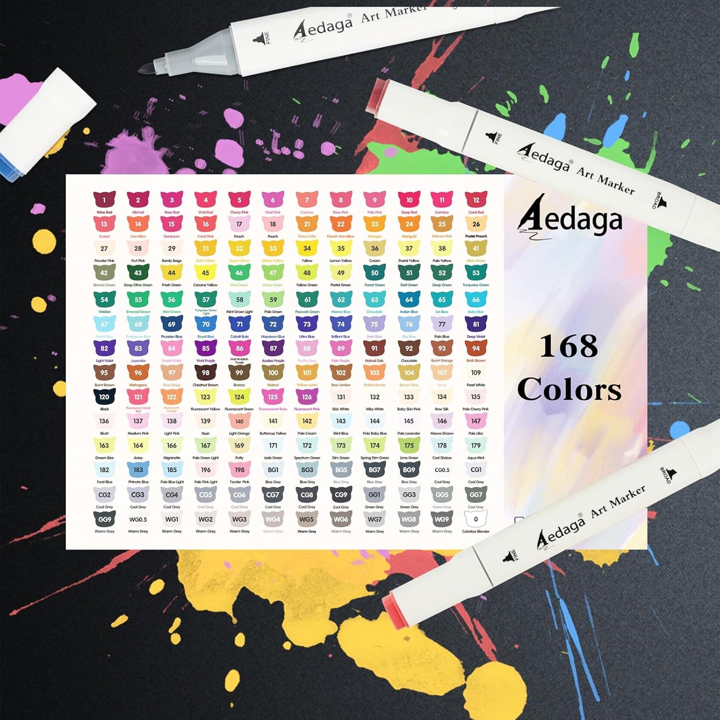 YHC 168 Colors Alcohol Markers for Artists, Free APP for Coloring, Dual Tips Alcohol-Based Markers for Drawing,Painting and Sketching, Great Gift Idea for Kids and Adults