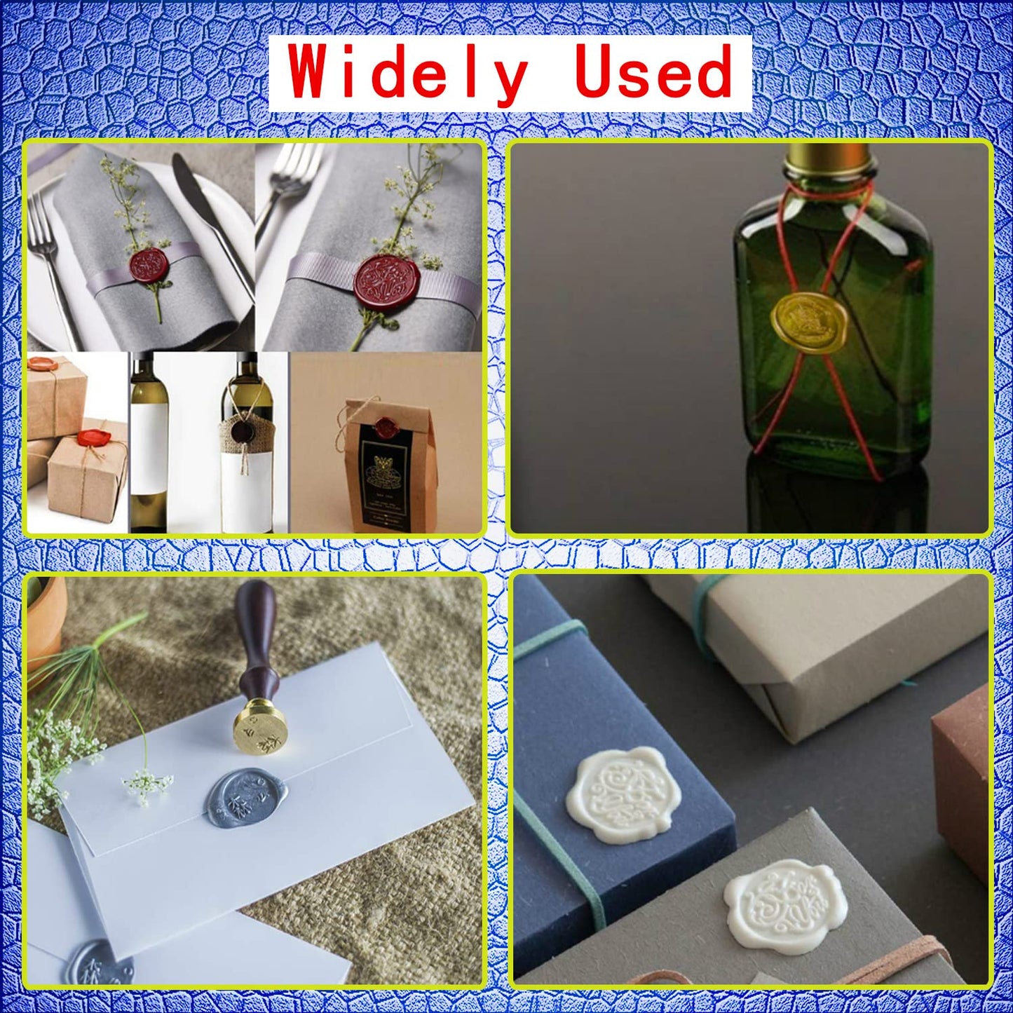 Flower Wax Seal Stamp with Removable Brass Head Wooden Handle for Envelope Sealing