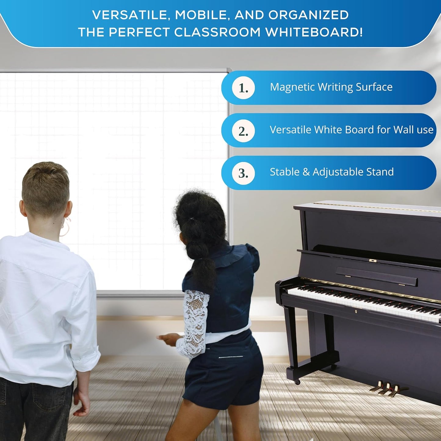 FSE 373-WB4836LB 48" x 36" Wall-Mounted Magnetic Ghost Grid Whiteboard