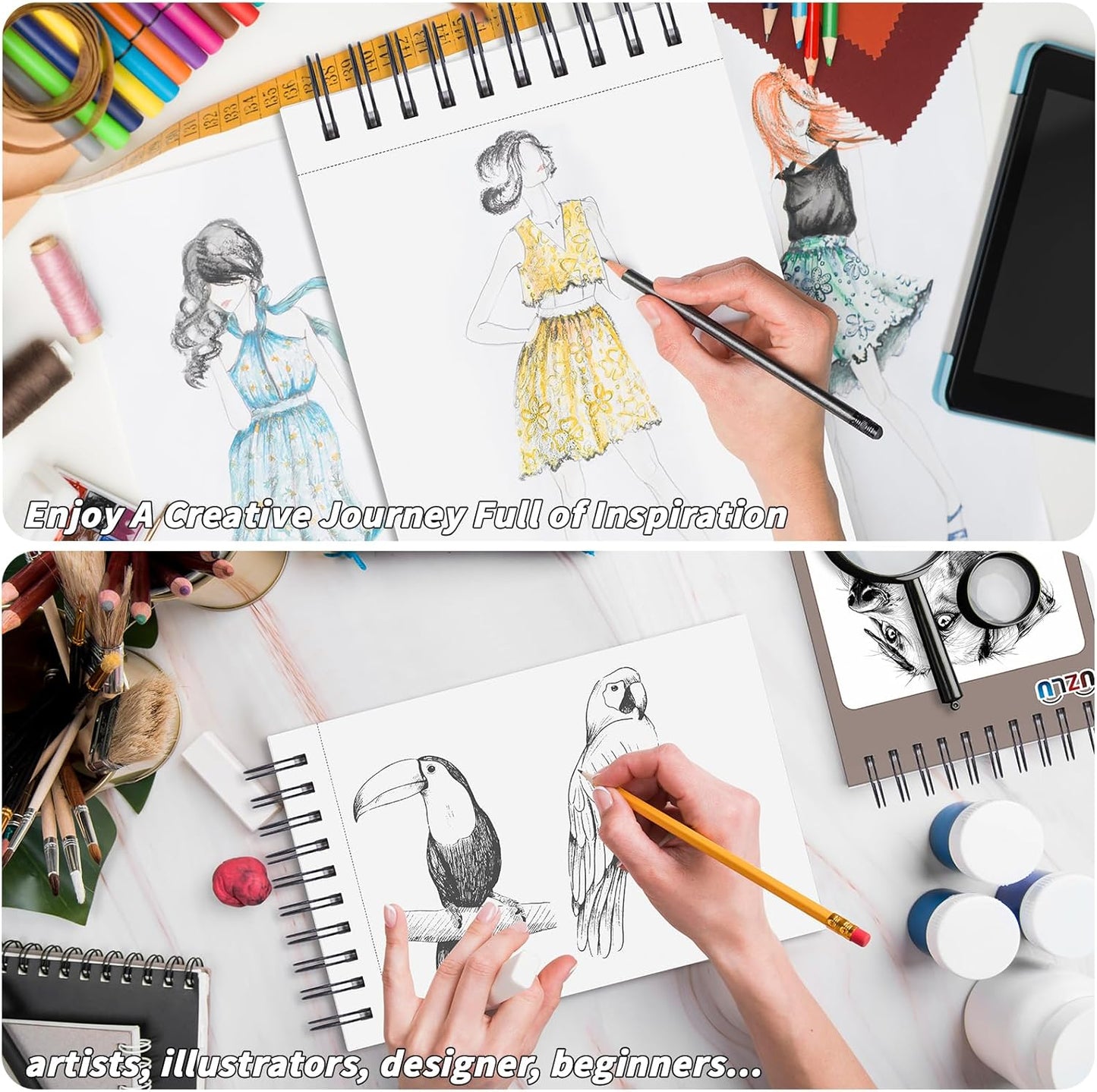 18 Pcs Sketch Book Bulk 9 x 12 In,720 Sheets Total Drawing Paper Pad Top Spiral Bound Sketch Pad Mixed Media Sketchbook 68lb/100gsm Thick Paper Acid Free Art Supplies for Kid Adult Painting Beginner Artist