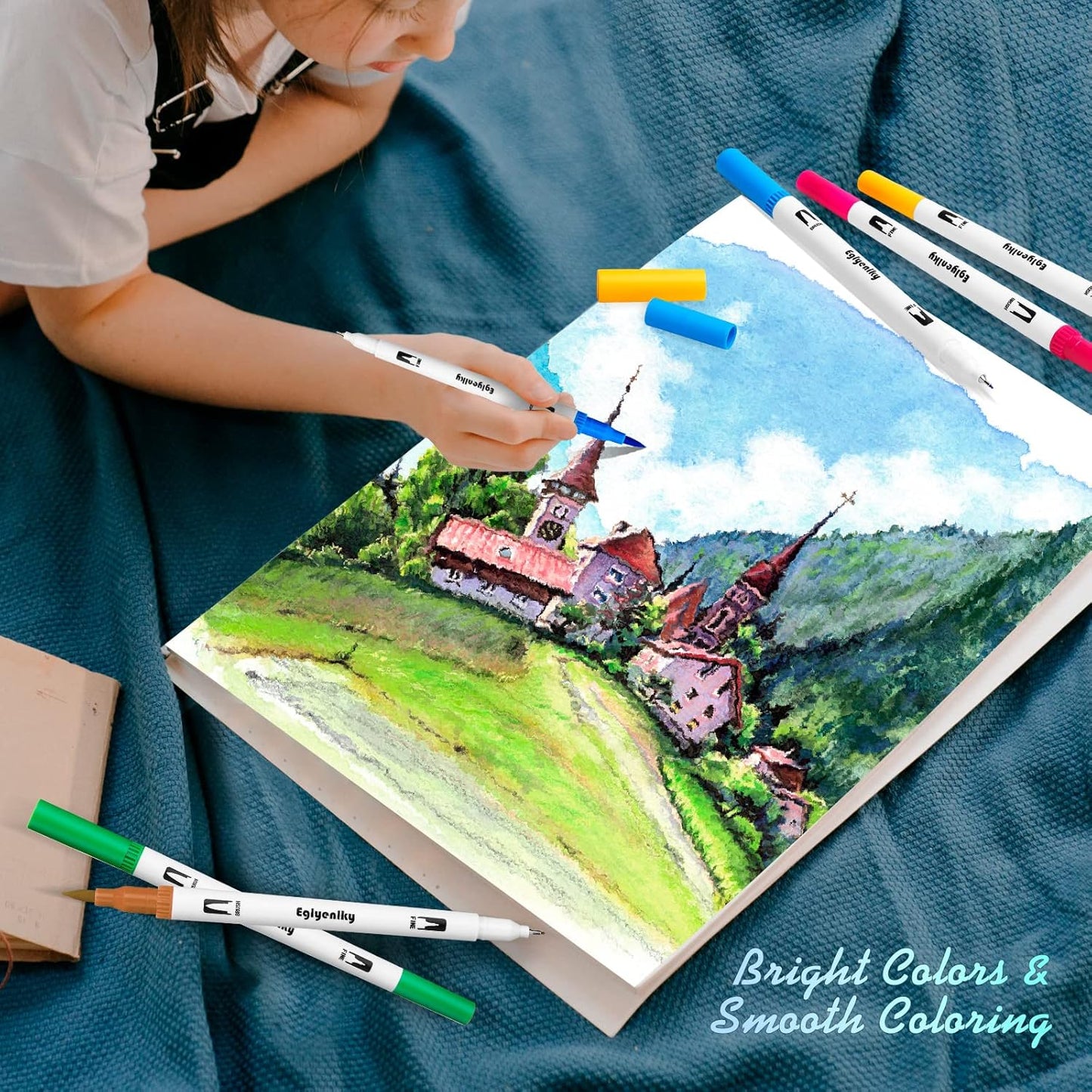 Colored Markers for Adult Coloring Book, Felt Tip Marker, Dual Tip Brush Pens with Brush and Fine Tip for Adult Teen Kid Drawing (36 Colors Set)