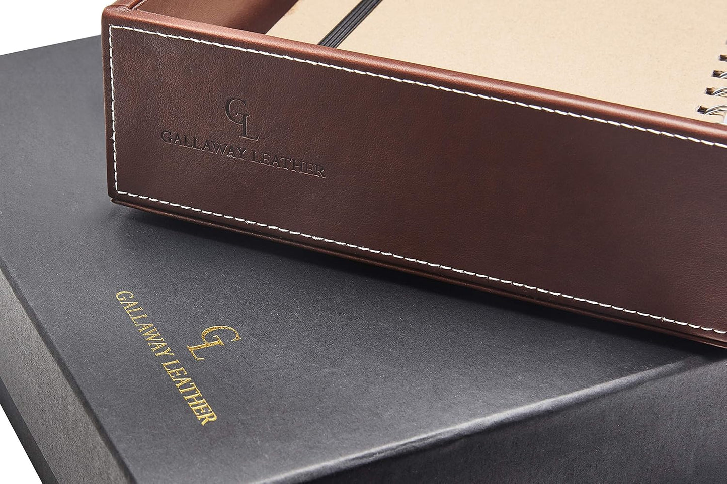 Gallaway Leather Letter Tray Desk Organizer - Paper Tray for Desk,Premium PU Leather Tray Perfect for Office Organization, Document Holder Fits A4 Paper, Stackable Drawers for Extra Desk Storage.