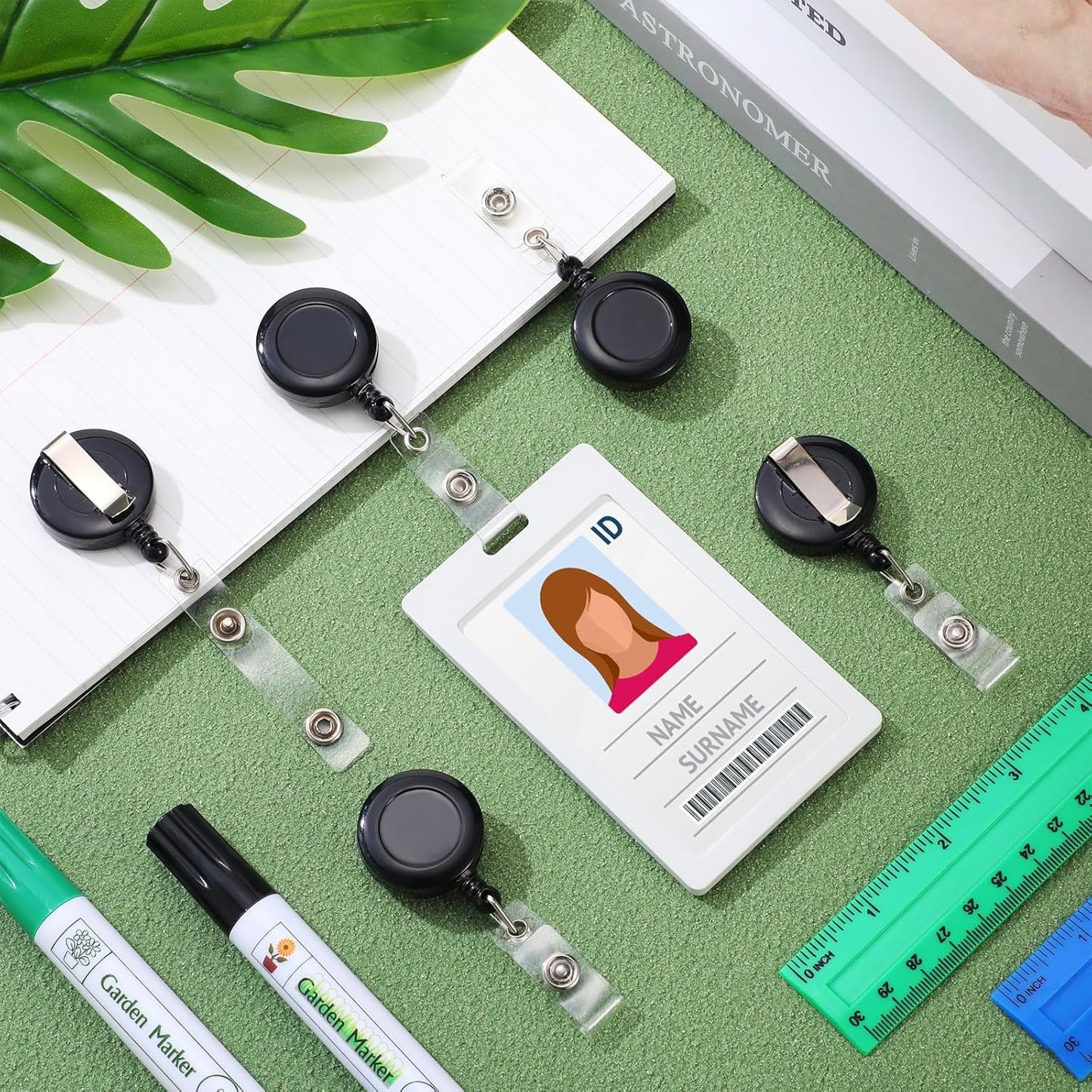 Handepo 500 Pcs Retractable Badge Reels Bulk, Black Retractable Badge Clip ID Holder Key Ring Clip for Office Students Teachers Doctor Nurse Employees Name ID Card Holder Key Card