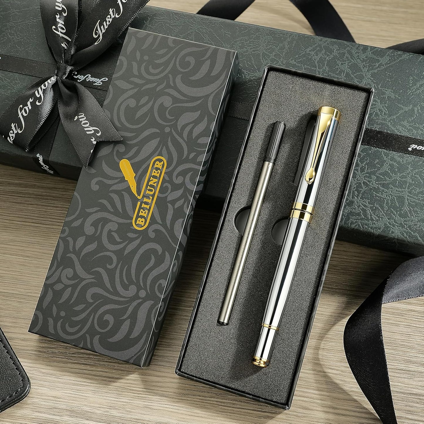 BEILUNER Ballpoint Pens (Silver Chrome and Gold Finish)