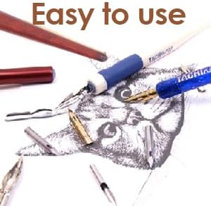 10 Pcs Nib Pen Holder, Dip Pen Set Comic Dip Wooden Pen Nib Holder for Art Painting English Calligraphy (Wood Color)