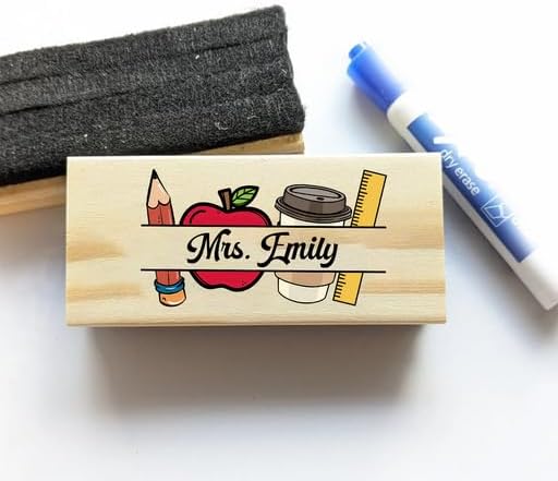 Personalized Name Chalkboard Eraser for Teachers – Dry Erase Board Cleaner –Back to School Supplies and First Day of School Gift- Custom Name