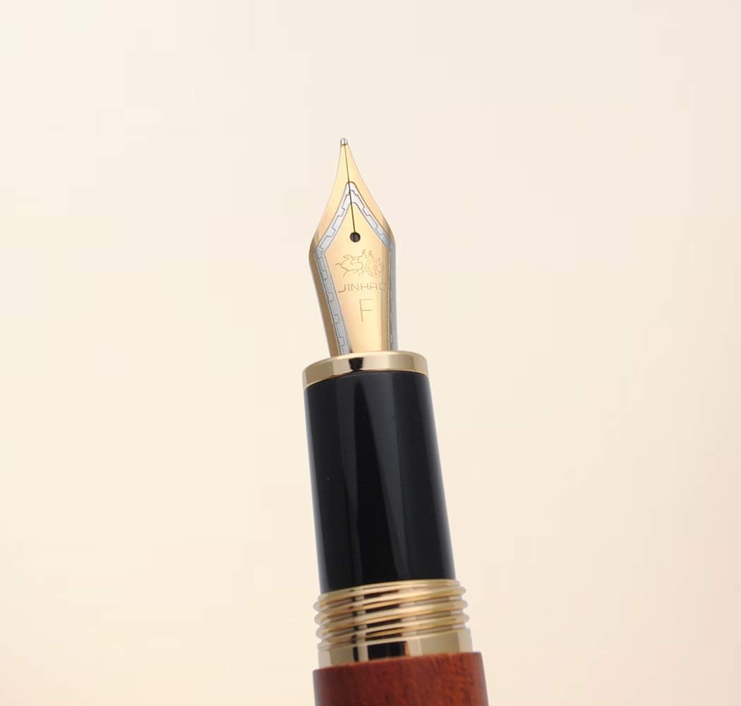 JINHAO 9056 Natural Wood Fountain Pen Handmade Ink Pen (Rosewood, Fine Nib 0.5mm)