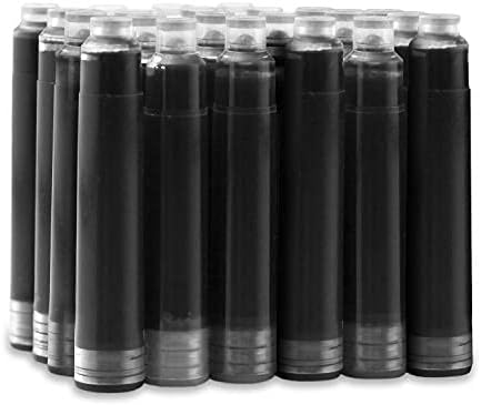 Dryden Designs Fountain Pen Ink Cartridges - Set of 24 Black Ink CARTRIDGES - Short International Standard Size - Disposable and Generic Ink Refill Cartridges - Perfect for Calligraphy