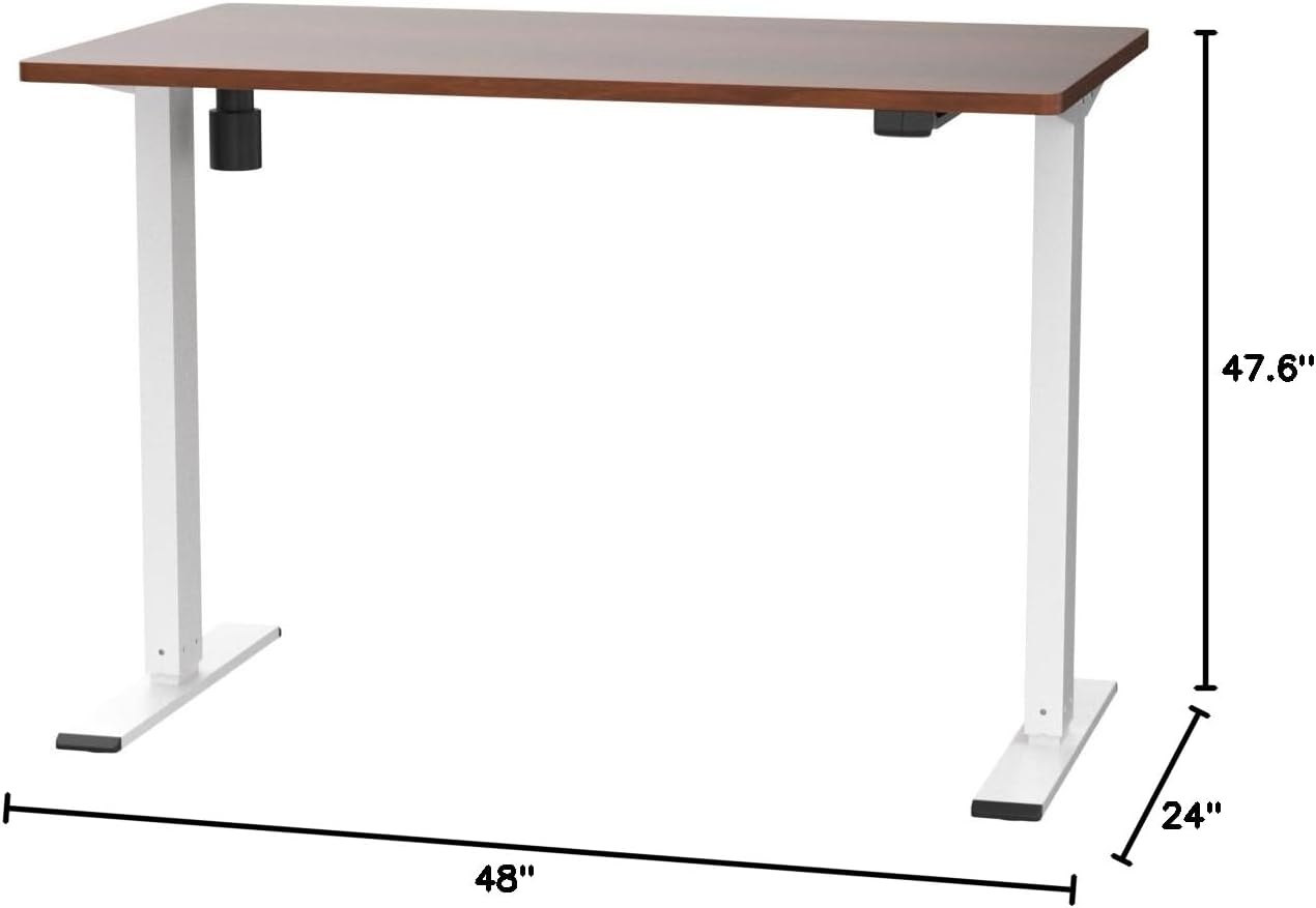 FLEXISPOT EN1 One Piece Standing Desk 48 x 24 Inch Electric Adjustable Height Desk for Home Office and Computer Workstation (White Frame + 48" Mahogany Top, 2 Packages)