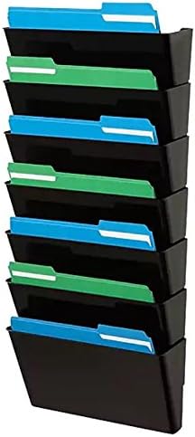 Hanging Wall File Organizer, Wall Mounted File Holder, Letter Size, 7 Pocket, Expandable, Black