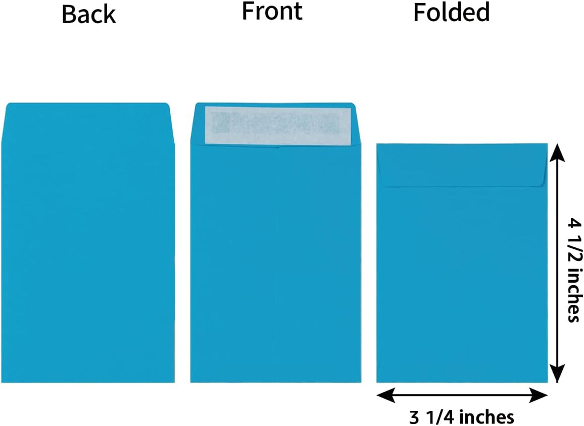 100 Pack Seed Envelopes Self-Adhesive Small Coin Envelopes Seed Storage Packets for Garden, Office or Wedding Gift (Colorful, 3 1/4 ×4 1/2 inches)