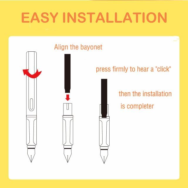 Blue/Black Pen Ink Cartridge Fountain Pen Cartridges Refillable Fountain Pen Cartridge, 3.4 mm Bore Diameter (Erasable Blue Black)