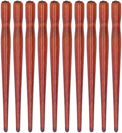 Nib Pen Holder Set, Pack of 10 Comfortable Grip Smoother Comic Dip Wooden Pen Nib Holder for Beginners Professional Art Painting English Calligraphy and Comic Creation(Mahogany)