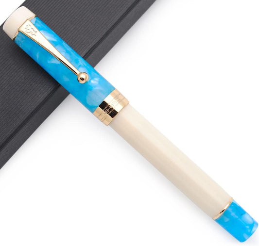 JINHAO 100 Fountain Pen with Ink Converter (Medium Nib 0.7mm, Sky Blue-A)