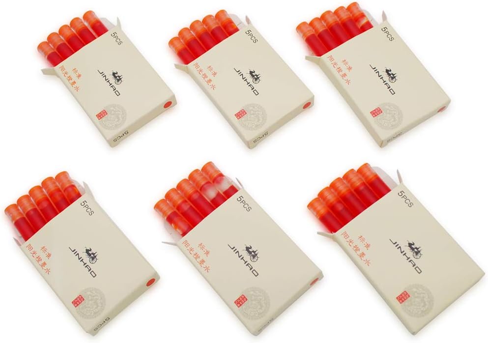 30pcs JINHAO Ink Cartridges Fountain Pen Refills for JINHAO and Baoer Pen Standard Size (Sunny Orange)