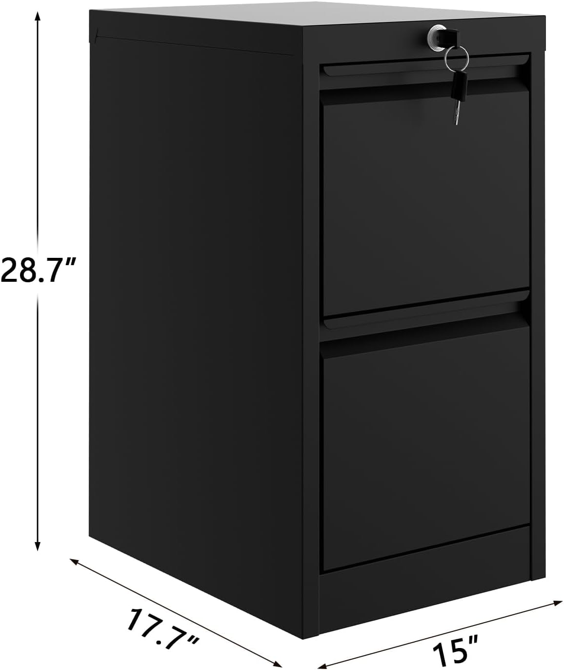 GarveeHome File Cabinet with 2-Drawer Lock - Vertical Metal Filing Cabinet for Letter/Legal Size Documents - Heavy Duty File Storage for Home Office | Requires Assembly, Black