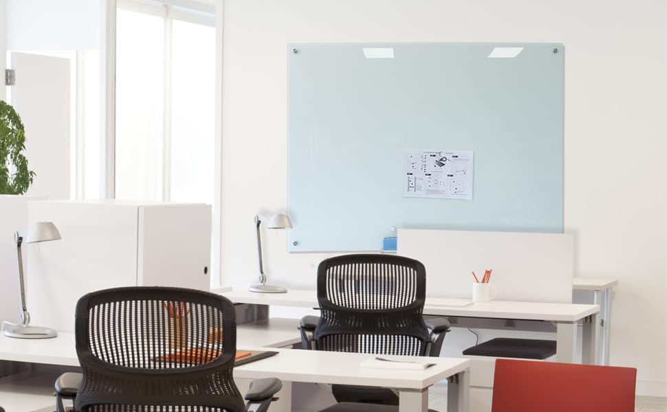Glass Magnetic White Board – 60 x 40 Inches Dry Erase Glass Whiteboard for Wall, Large Wall Mounted Glass Board for School, Office and Home