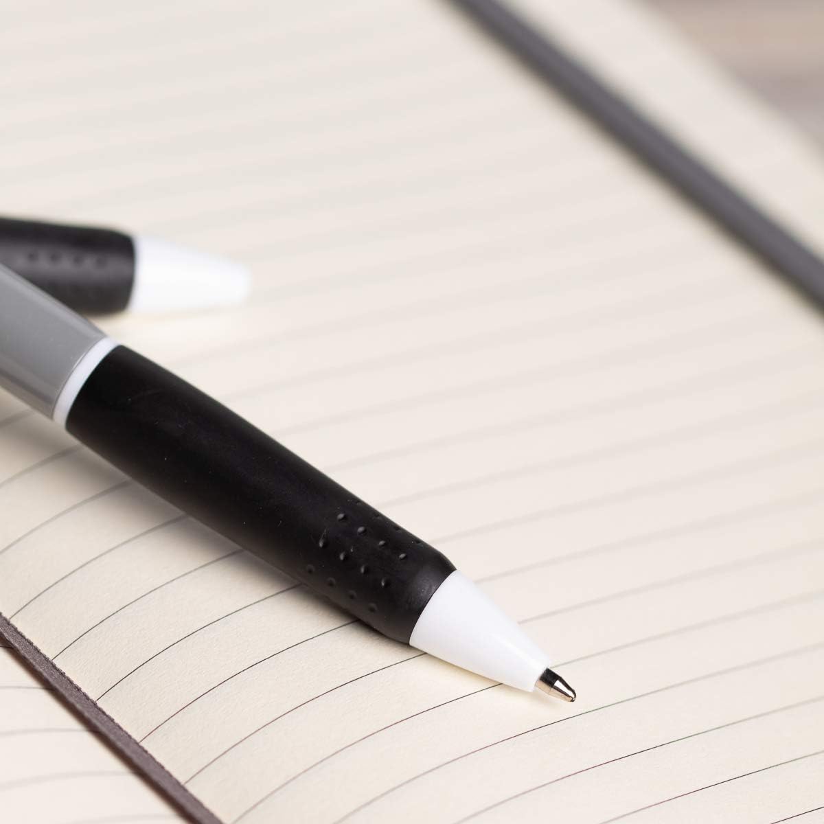 Simply Genius 100-Pack Black Ink Retractable Ballpoint Pens Bulk Ideal for Schools, Office Set, Notebooks, Journals & More (Gray&Black)