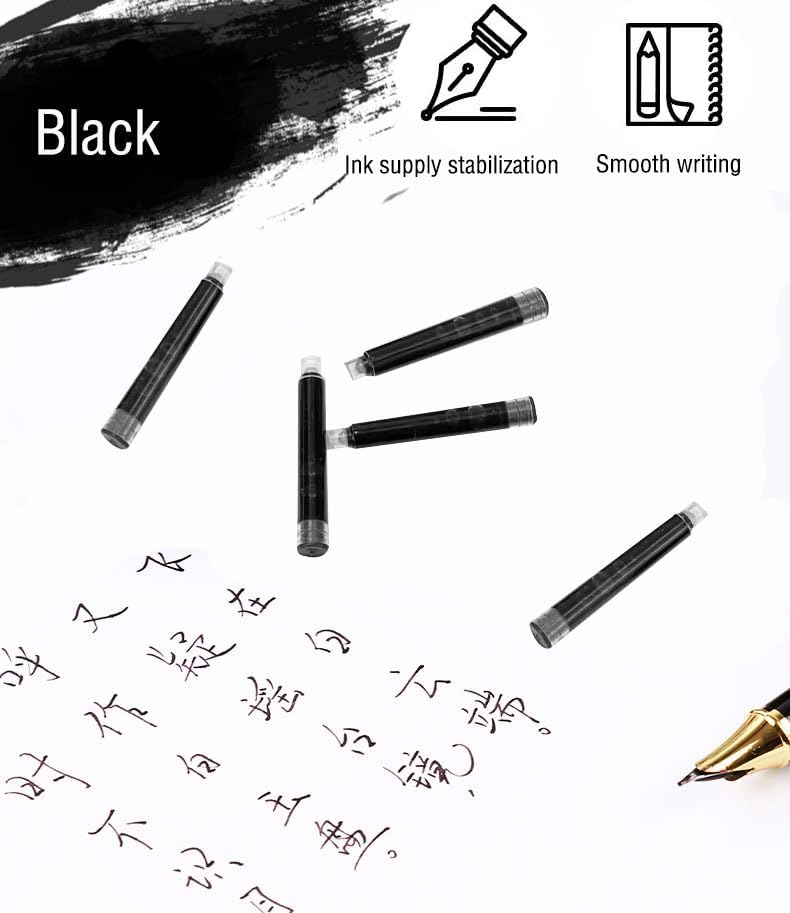 Blue/Black Pen Ink Cartridge Fountain Pen Cartridges Refillable Fountain Pen Cartridge, 3.4 mm Bore Diameter (No Erasable Black)