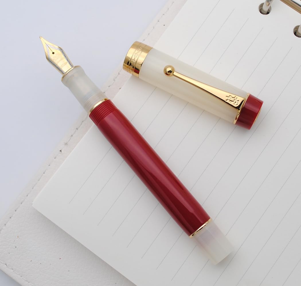 JINHAO 100 Fountain Pen with Ink Converter (Medium Nib 0.7mm, Palace Museum Red)
