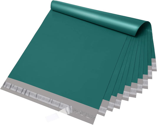 Fuxury Poly Mailers 12x15.5 Inch 100 Pcs, Waterproof Shipping Bags for Clothing, Strong Adhesive Shipping Envelopes for Small Business, Self Seal Mailers Poly Bags Mailing Envelopes Forest Green