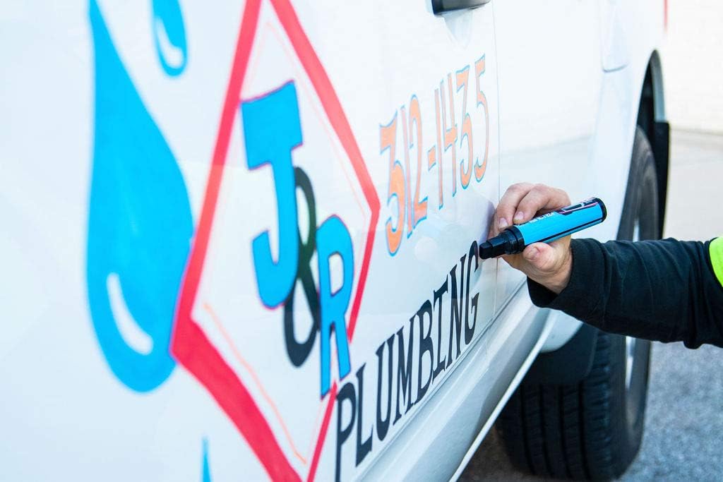 Window Markers for Glass Washable Car Window Paint Pen- Dry Erase Liquid Chalk Marker Car Decorations on All Surfaces, Tire, Windshield - Auto Marker, Autowriter, Rain Resistant (Black, Jumbo Tip)