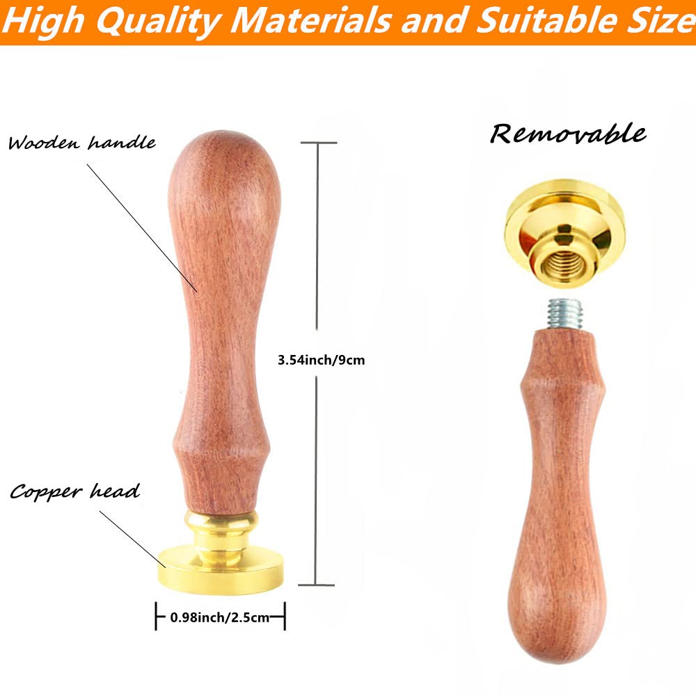 Flower Wax Stamp with Removable Brass Head Wooden Handle - Four-Leaf Clover Wax Sealing Stamp for Envelope Sealing