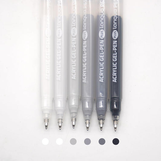 Acrylic Gel Pens for Coloring Books, Quick Dry 6 Pcs 1.0mm Fine Point Gel Marker Pen for Drawing, Journaling Art, School Supplies, Sketch color