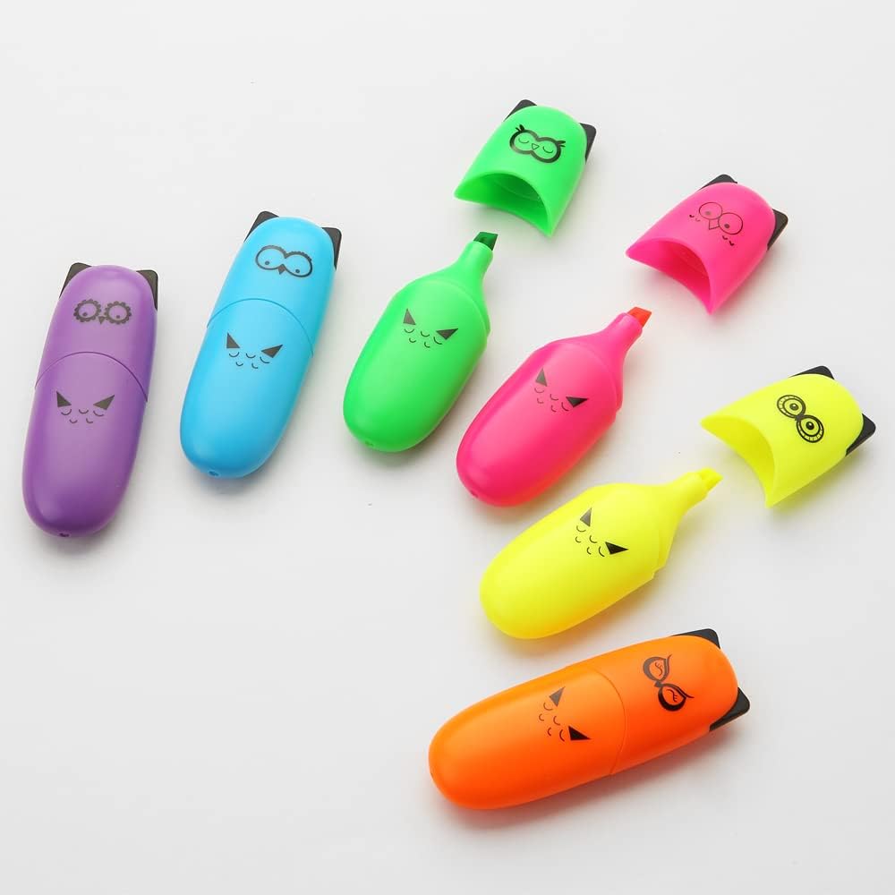 6 pieces Cute highlighters Bird Design Kawaii Stuffs Mini Highlighters Pen Neon Color Chisel Tip Gift Highlighter Marker - stocking stuffers - gift for kids