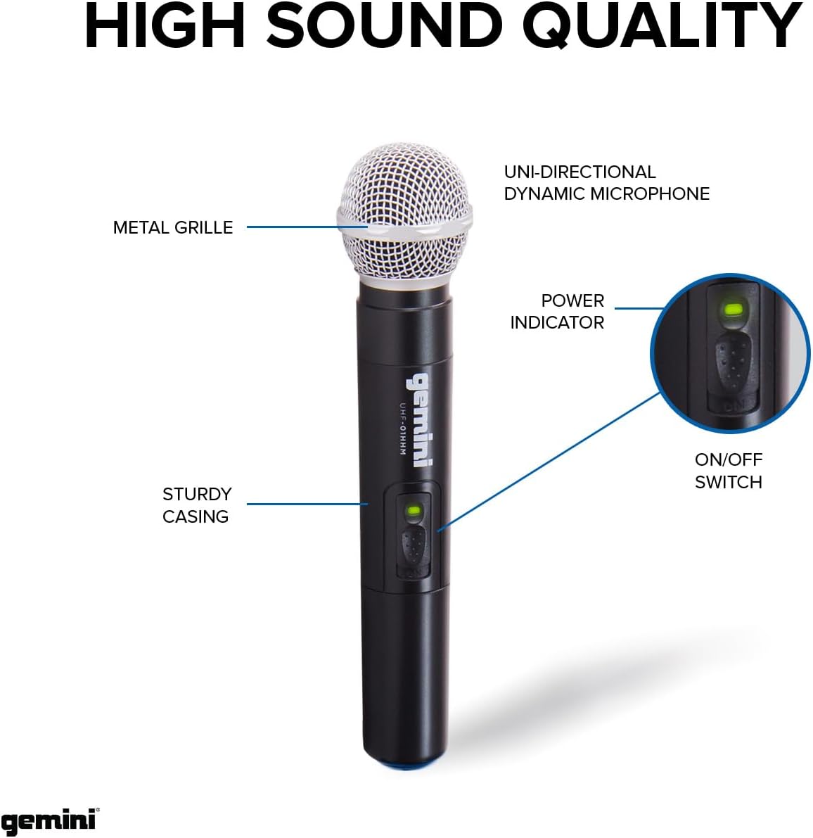 Gemini UHF Wireless Microphone Bundle – Professional Handheld & Lapel Mics, Dual-Channel Receiver, Long Range for Live Performance & Presentations (Hand Held Frequencies 3 + 4)
