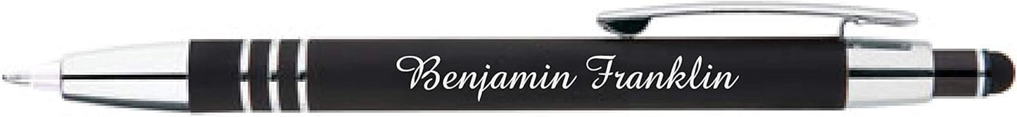 ExpressDesigns™ - Personalized Pens Gift Set - 2 Pack of | LED Flashlight Soft Touch Metal Pens w/gift box | Luxury Ballpoint Pen Custom Engraved with Name or Message | Light Up Pens (Black)