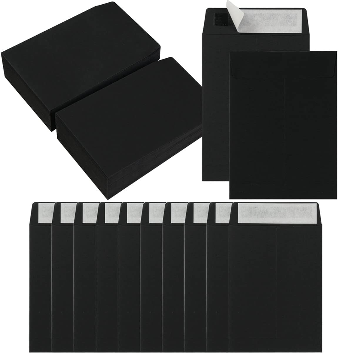 100 Pack Seed Envelopes Self-Adhesive Small Coin Envelopes Seed Storage Packets for Garden, Office or Wedding Gift (Black, 3 1/4 ×4 1/2 inches)