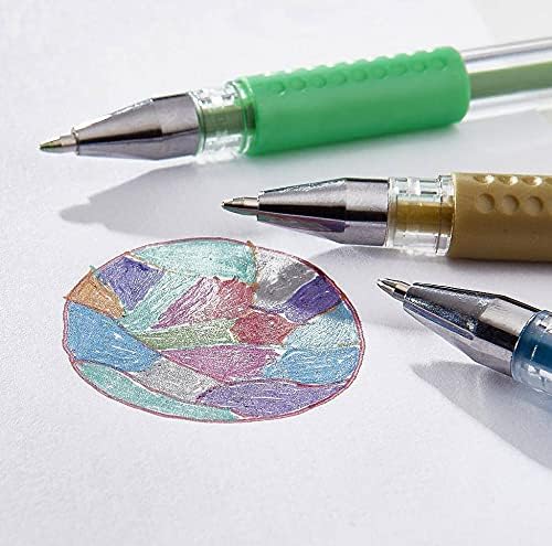 KINGART 400-20 Metallic Rollerball Gel Pens, Set of 20 Shiny Colors with Soft-Grip Comfort, XL Ink Cartridge - Ink, Great for All Ages, Writing, Coloring, Doodling, Scrapbooking, Journaling & More