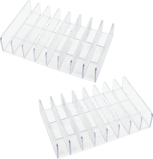 8 Slot Eyeshadow Makeup Palette Organizer, Acrylic Desk Organizer for Sorting Mail, Bill Money Organizer for Cash Envelope, Cash Tray for Cash Stuffing, Use in Home&Office - Clear - 2 Pack