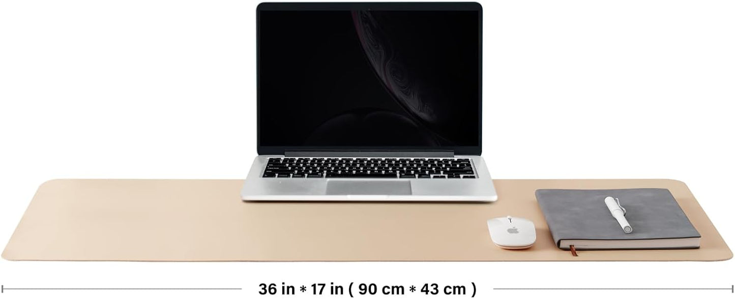Leather Desk Mat - Non-Slip PU Pad for Office and Home - Organization Accessory - Ideal for Mouse Pad and Desk Mat (Apricot, 36" x 17")