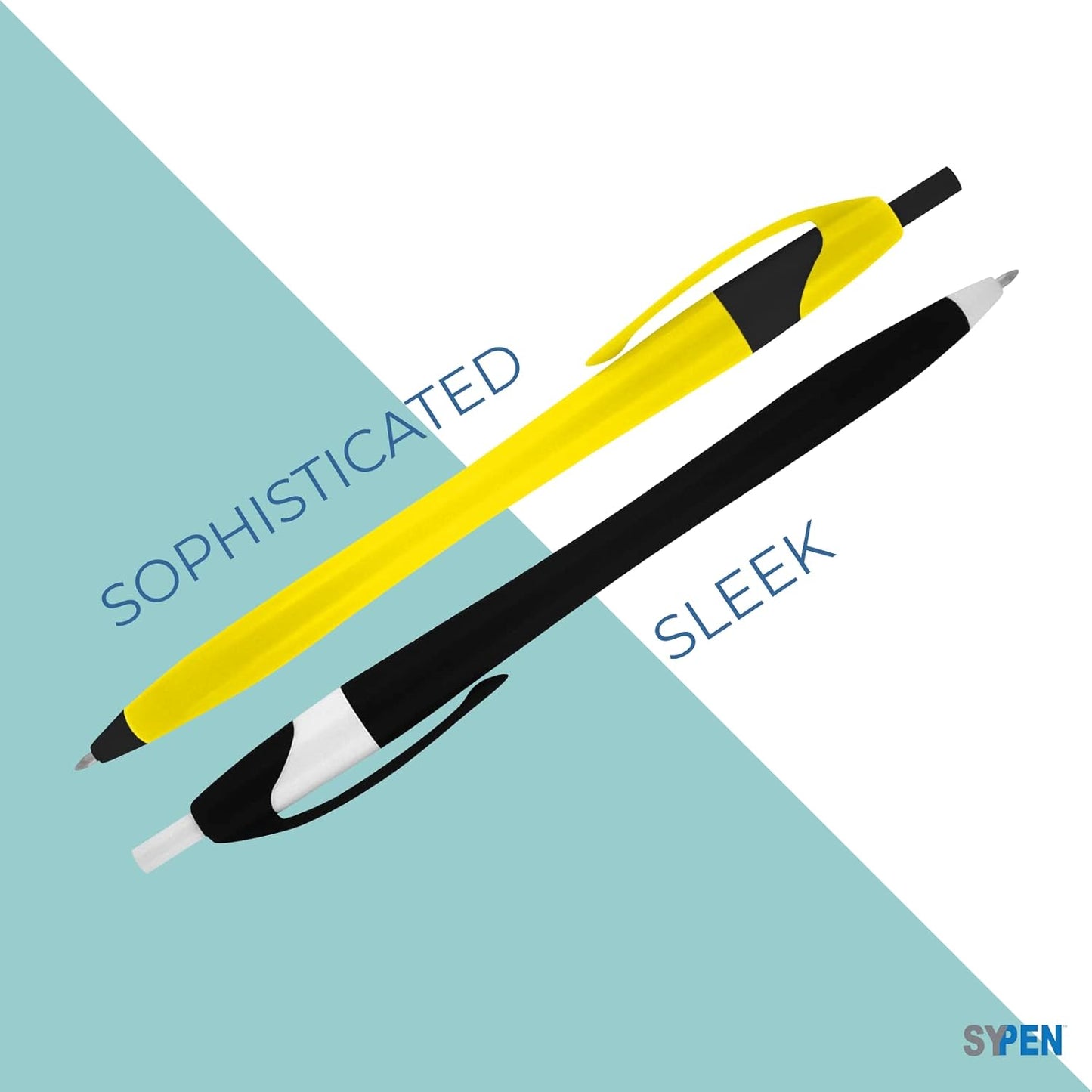 SyPen Personalized Pens With your Custom Logo or Text-500 Pack Bulk-for Businesses, Parties, and Events, Custom Printed Slim Ballpoint Click Pens, Black Barrel Color, Black Ink