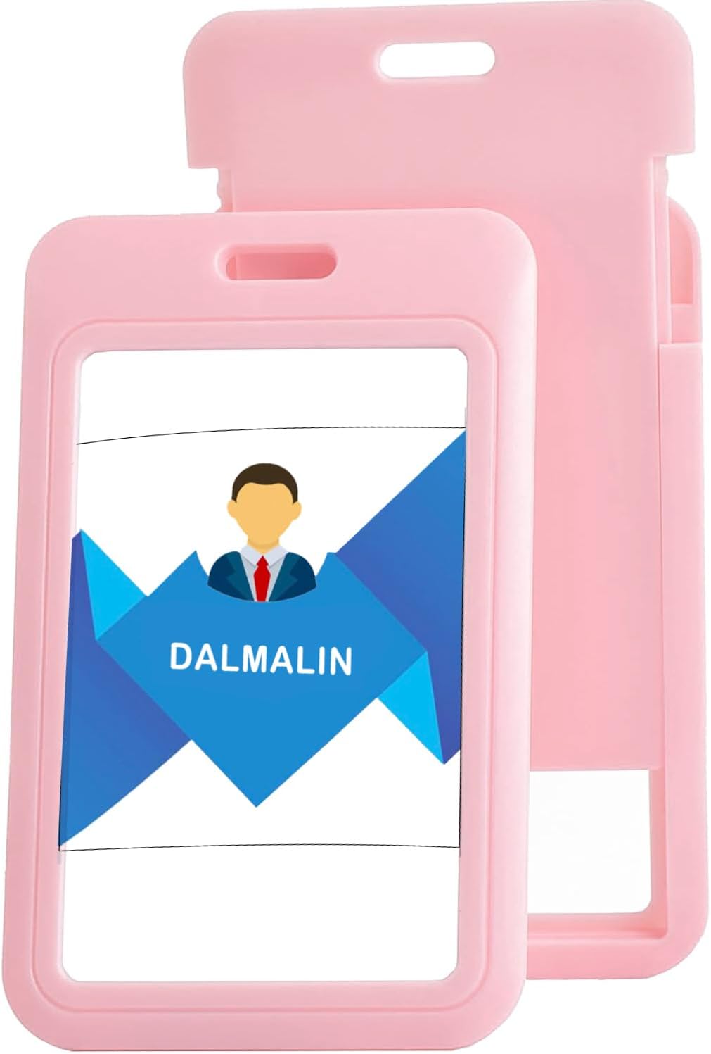 15 Pack Sliding ID Badge Holder Vertical Hard Plastic Card Case Protector Pouch,for Office School ID Credit Cards Proximity Work Badge Sleeve Key Cards Driver's Licenses (Pink)