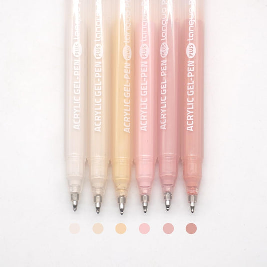 Acrylic Gel Pens for Coloring Books, Quick Dry 6 Pcs 1.0mm Fine Point Gel Marker Pen for Drawing, Journaling Art, School Supplies, Skin Color-2