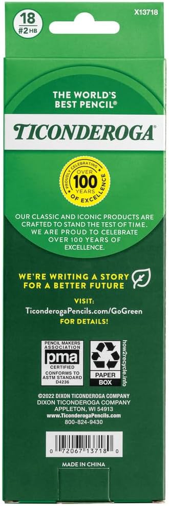 Ticonderoga Wood-Cased Pencils, Pre-Sharpened, 2 HB Soft, Pastel Colors, 18 Count