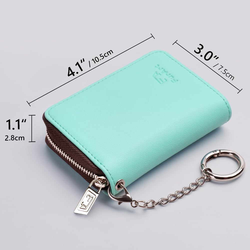 FurArt Zipper Wallet Women, RFID Blocking Credit Card Wallet, Business Card Holder, Compact Size KeyChain Wallet