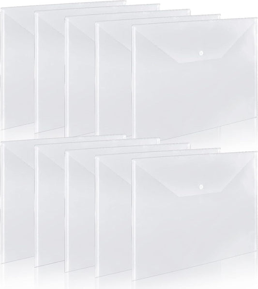10 Pieces 11x17 inch Tabloid Size Document Folder Organizers with Snap Closure Clear Snap Closure File Folder Folder Poly Oversized Envelope File Folder Closure Plastic Folders for Office School Home