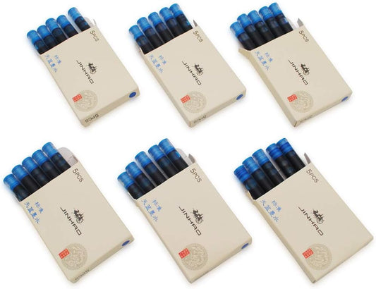 30pcs JINHAO Ink Cartridges Fountain Pen Refills for JINHAO and Baoer Pen Standard Size (Sky Blue)