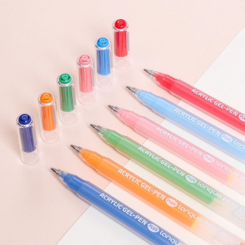 Acrylic Gel Pens for Coloring Books, Quick Dry 6 Pcs 1.0mm Fine Point Gel Marker Pen for Drawing, Journaling Art, School Supplies, Sketch color